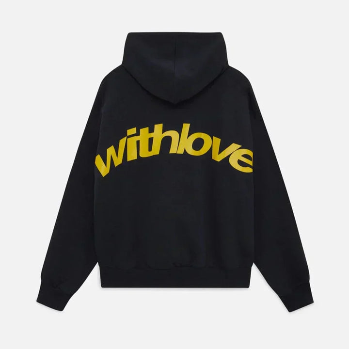 Unisex bluza z kapturem w żółtym kolorze z nadrukiem. Stylowa, modna i wygodna na co dzień.