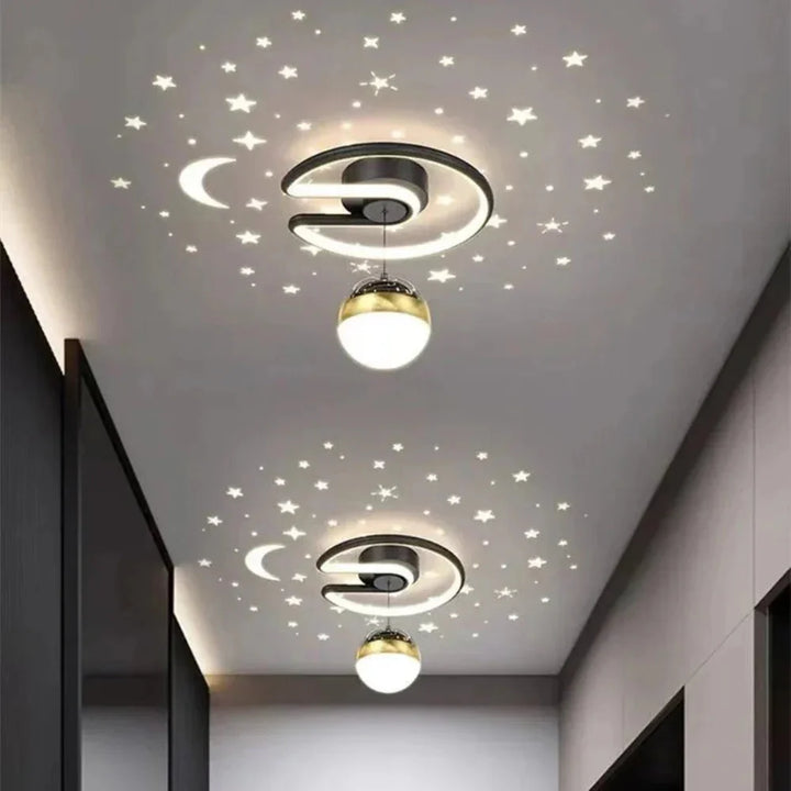 Nowoczesny plafon LED z funkcją ściemniania, tworzący efekt gwiaździstego nieba. Lampa sufitowa dekoracyjna.