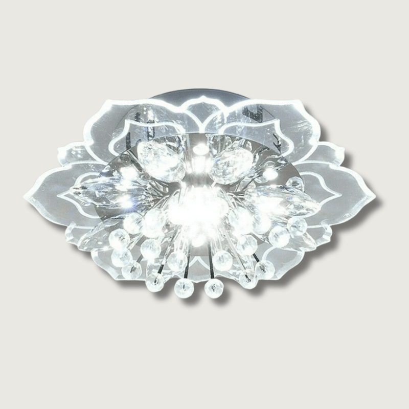 Lampa sufitowa LED "Kryształowy Kwiat" do salonu. Eleganckie, nowoczesne oświetlenie z kryształami.