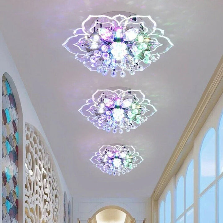 Nowoczesna lampa sufitowa LED "Kryształowy Kwiat" do sypialni. Stylowe oświetlenie tworzące blask.