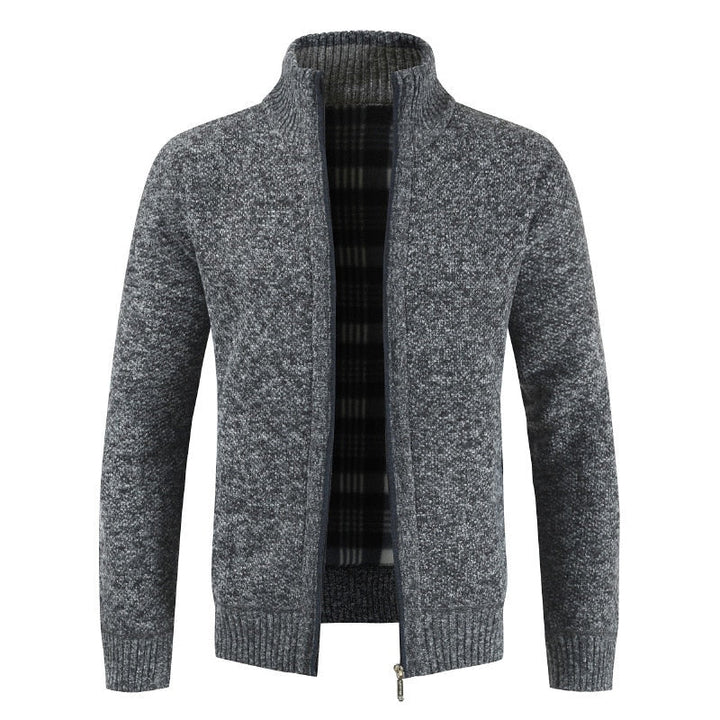 Elegancki męski sweter zimowy z zamkiem, ocieplany dla komfortu. Idealny do codziennych i casualowych stylizacji.