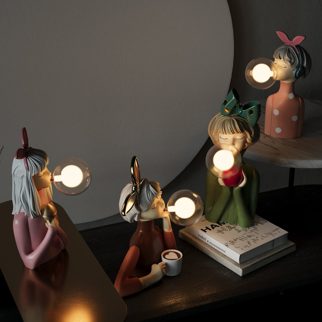 Designerska lampa stołowa, ręcznie robiona, z drewnianą podstawą, doskonały prezent do nowoczesnego wnętrza.
