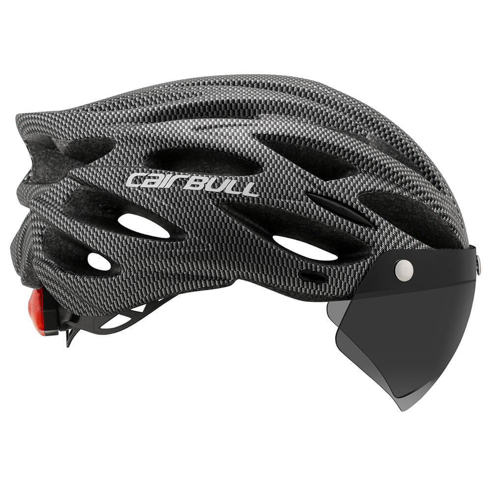 Lekki, wentylowany kask rowerowy ProGuard unisex. Regulowany, z LED i wizjerem dla komfortu długiej jazdy.