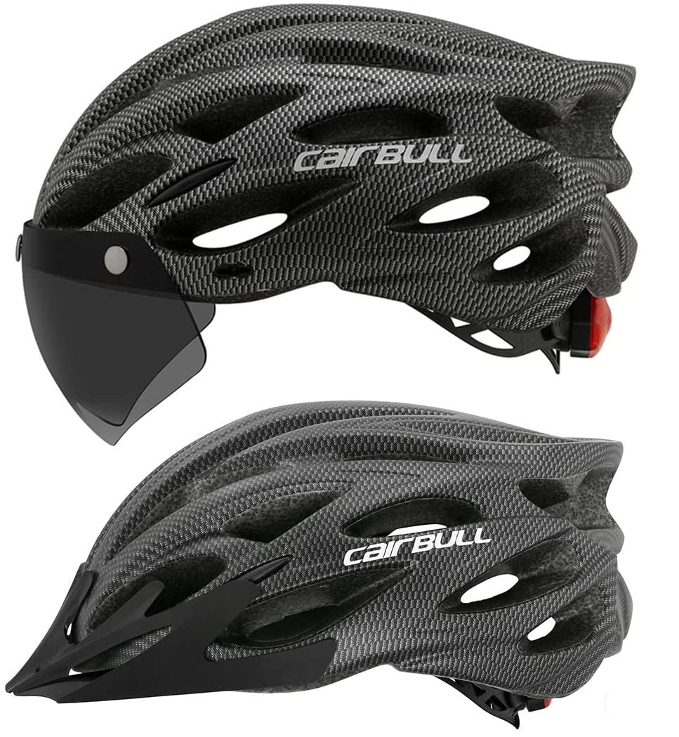 Kask rowerowy ProGuard unisex z lampką LED i wizjerem. Zapewnia bezpieczeństwo podczas jazdy na rowerze.