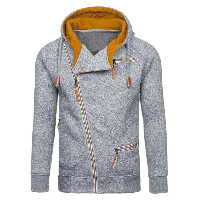 Modna bluza męska z asymetrycznym zapięciem, streetwear, z kapturem, wygodna i stylowa.