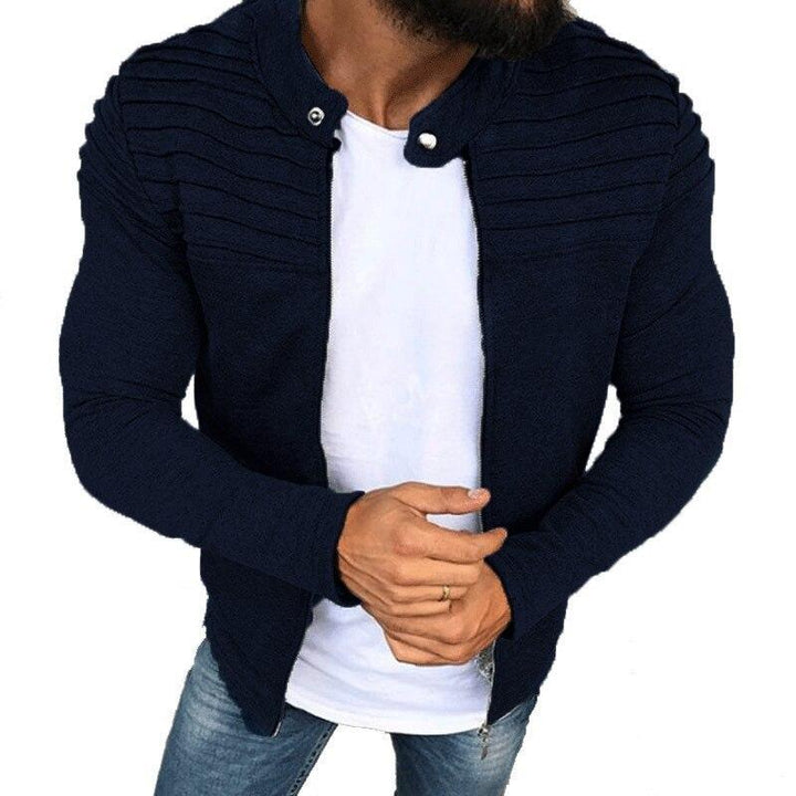 Casualowa męska bluza rozpinana z subtelnymi przeszyciami, zapewniająca styl streetwear na co dzień.