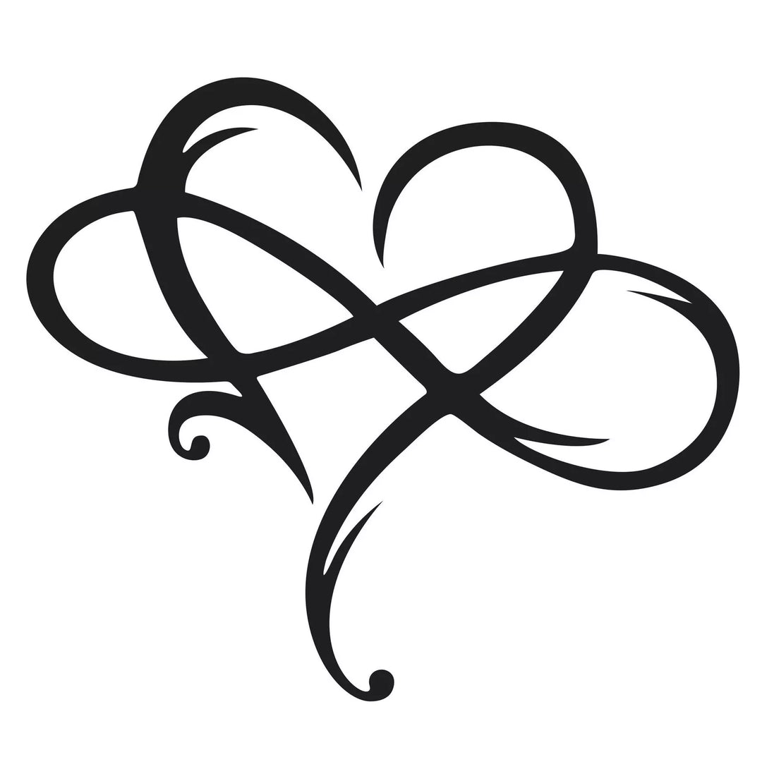 Unikalna żelazna ozdoba ścienna przedstawiająca symbol nieskończoności z sercem, idealna do wnętrz.