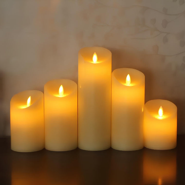 Świece LED GlowFlicker z teksturą imitującą wosk, wzmacniającą autentyczny efekt migoczącego płomienia.
