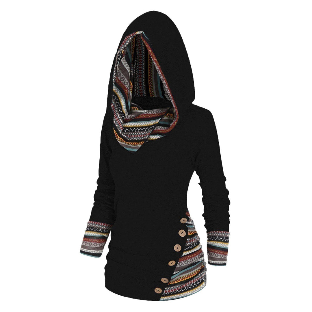Damski hoodie oversize z kapturem i wzorem tribal. Komfortowa bluza rozpinana na jesień i co dzień.