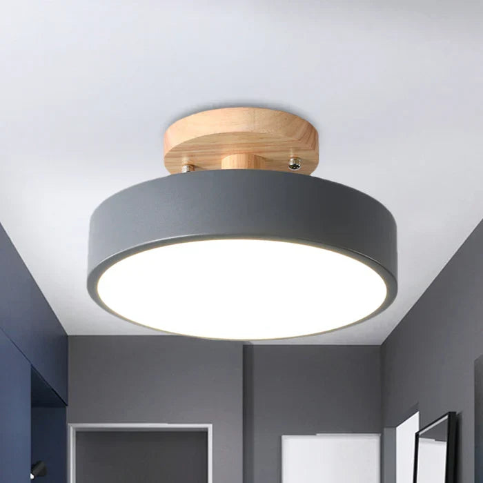 Różowa skandynawska lampa sufitowa LED NordWood, minimalistyczne oświetlenie do sypialni, pokoju dziecięcego.