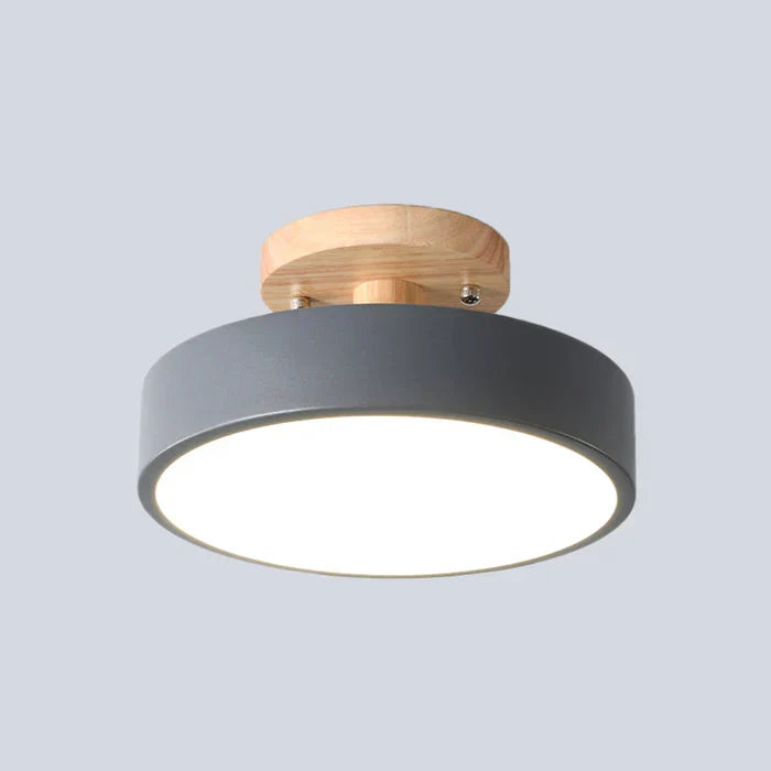 Szara nowoczesna lampa sufitowa LED NordWood, skandynawski styl, oświetlenie dekoracyjne.