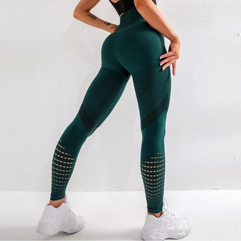 Modne legginsy sportowe damskie z wycięciami. Wysoki stan, oddychające, do treningu fitness.