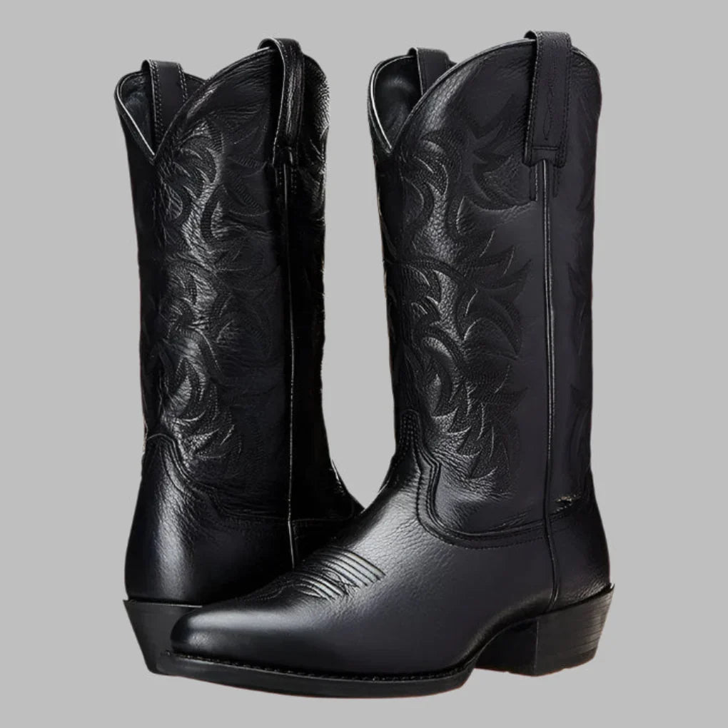 Skórzane męskie kowbojki do kostki, styl western. Wsuwane, komfortowe buty jesienne, elegancki casual.