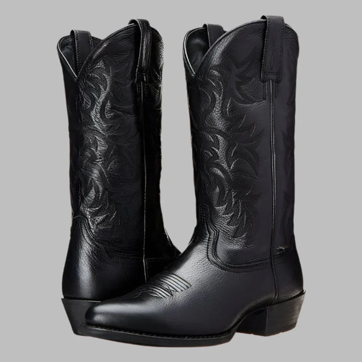 Skórzane męskie kowbojki do kostki, styl western. Wsuwane, komfortowe buty jesienne, elegancki casual.