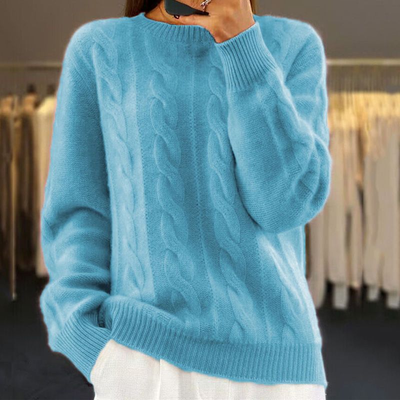Modny dzianinowy sweter damski, wiosenny, elegancki. Doskonały do casualowych i smart-casualowych stylizacji.