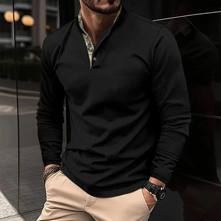 Oddychająca męska polo longsleeve Finn, idealna do eleganckich i codziennych outfitów.