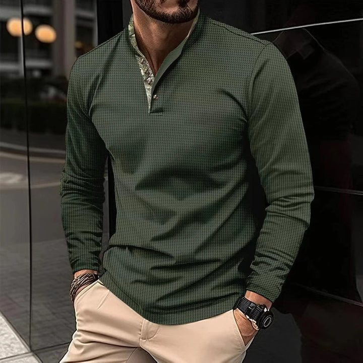 Męska elegancka koszulka polo longsleeve Finn, idealna do casualowych stylizacji i codziennego komfortu.
