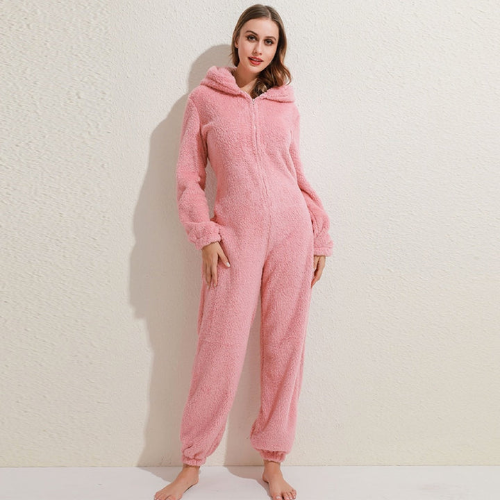Kigurumi damskie, pluszowy kombinezon miś z miękkiego polaru, wygodny strój domowy.