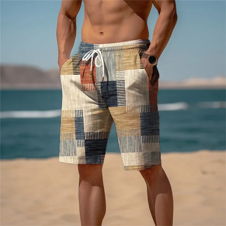 Modne szorty męskie z wyrazistym nadrukiem 3D, doskonałe na plażę, wypoczynek i casualowy look.