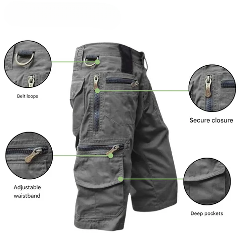Mężczyzna w szybkoschnących spodenkach cargo TrailFlex podczas wędrówki, idealne na outdoor.