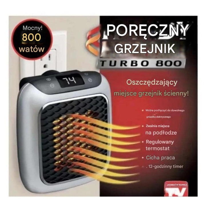 Grzejnik elektryczny 800W, przenośny z PTC ceramicznym. Skuteczne, punktowe ogrzewanie biura, sypialni.