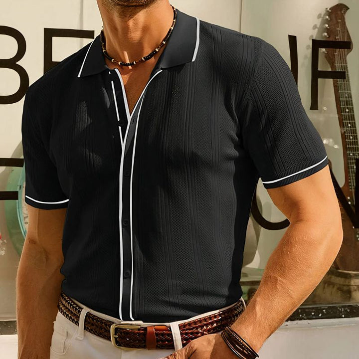 Męska bawełniana koszulka polo w stylu casual, z krótkim rękawem. Idealna na upalne lato, zapewnia komfort.