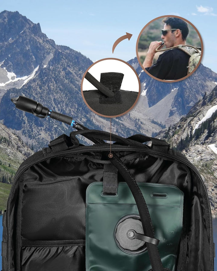 Plecak uniwersalny 35L Molle, czarny, taktyczny, z dedykowaną przegrodą na laptopa.