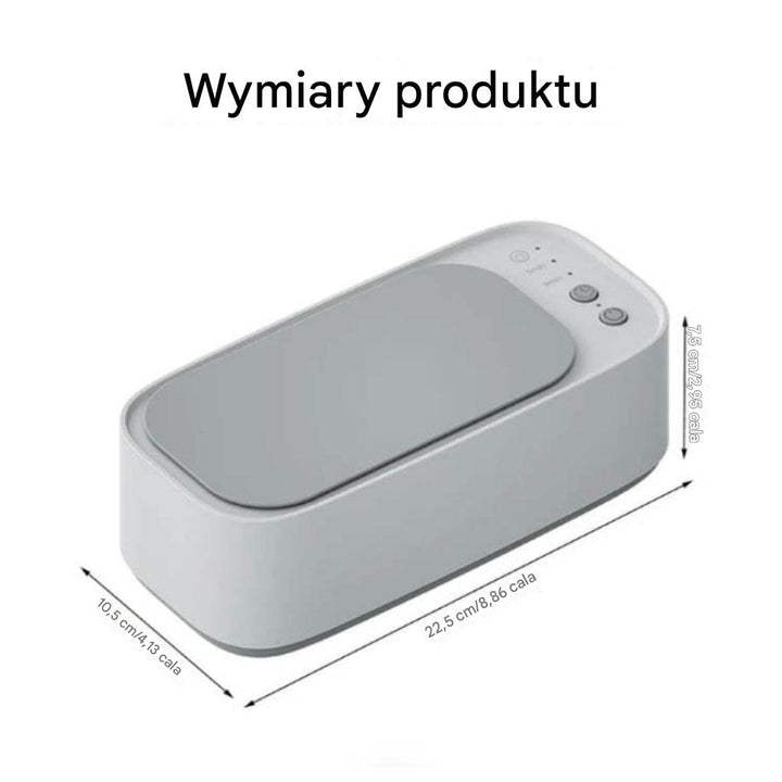 Uniwersalna myjka ultradźwiękowa do biżuterii i okularów, usuwa brud z zegarków i drobnych akcesoriów.