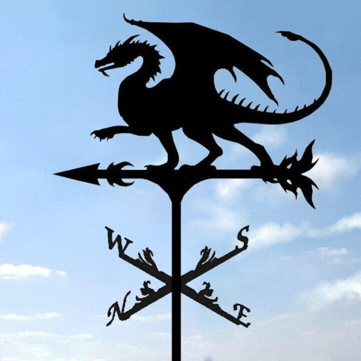 Ozdobny wiatrowskaz ogrodowy z metalu. Czarny, funkcjonalny wskaźnik wiatru i piękna dekoracja do ogrodu.