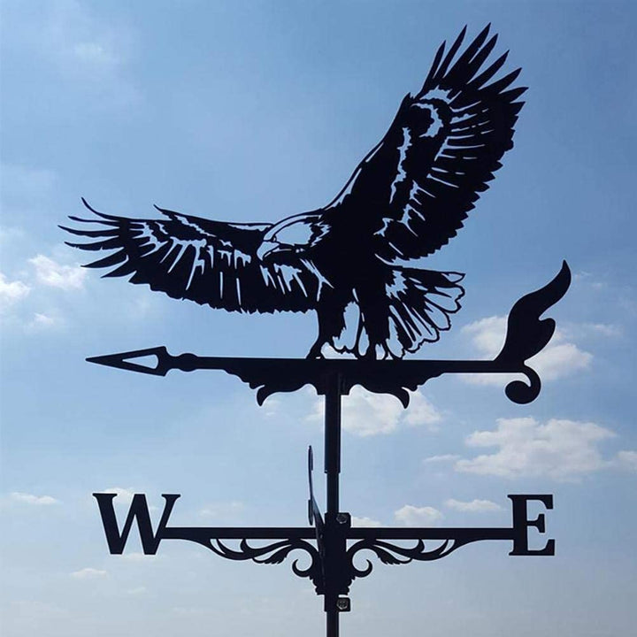 Wiatrowskaz do ogrodu, czarny metal. Dekoracja ogrodu, precyzyjny wskaźnik kierunku wiatru, akcent ogrodowy.