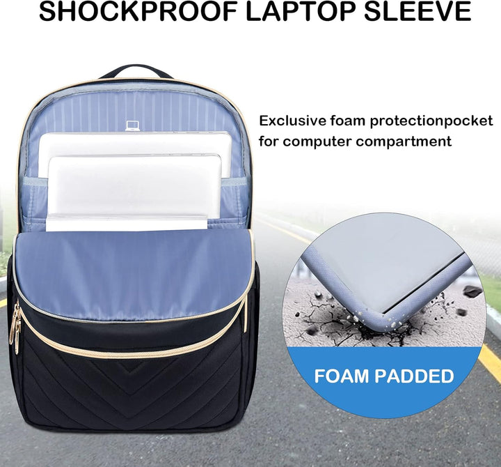 Przód plecaka damskiego na laptopa 15,6". Lekki, wodoodporny plecak z USB. Idealny do pracy.