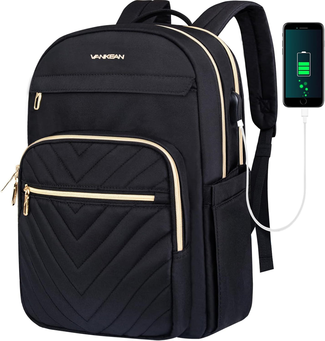 Lekki plecak damski na laptopa 15,6" z USB. Wodoodporny, idealny do pracy, szkoły i podróży.