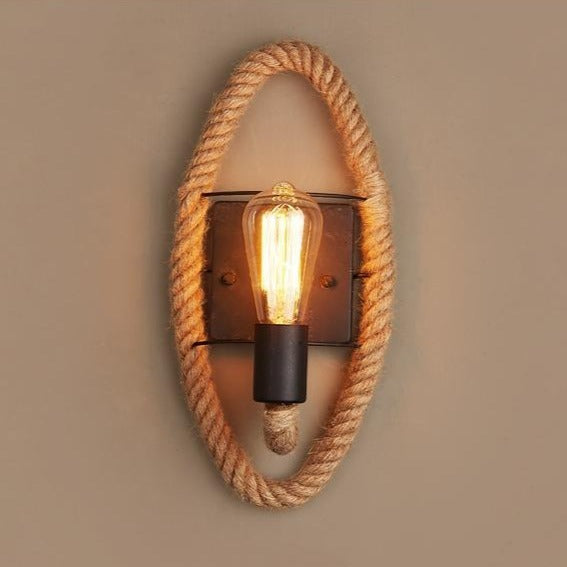 Industrialna lampa ścienna z liny, design retro, vintage oświetlenie do dekoracji domu.