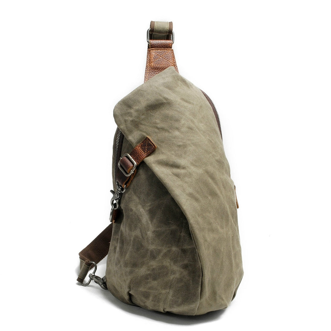 Canvasowa męska torba crossbody, wodoodporna, z płótna. Kieszeń antykradzieżowa dla bezpieczeństwa.
