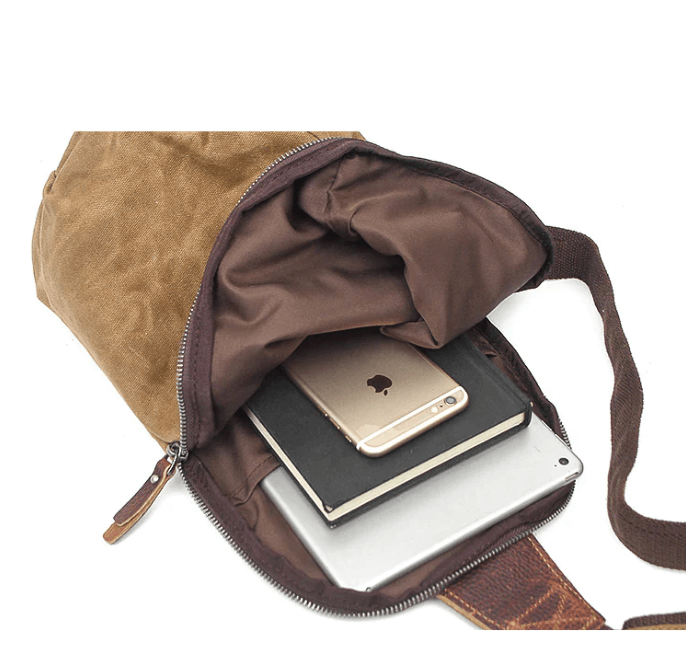 Funkcjonalna męska torba crossbody z płótna, wodoodporna, antykradzieżowa. Praktyczna na co dzień.