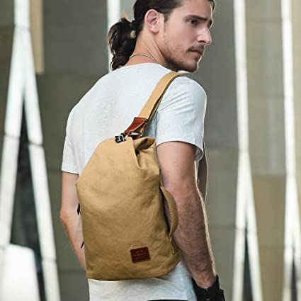 Męska torba crossbody z płótna, wodoodporna, z kieszenią antykradzieżową. Idealna na co dzień.