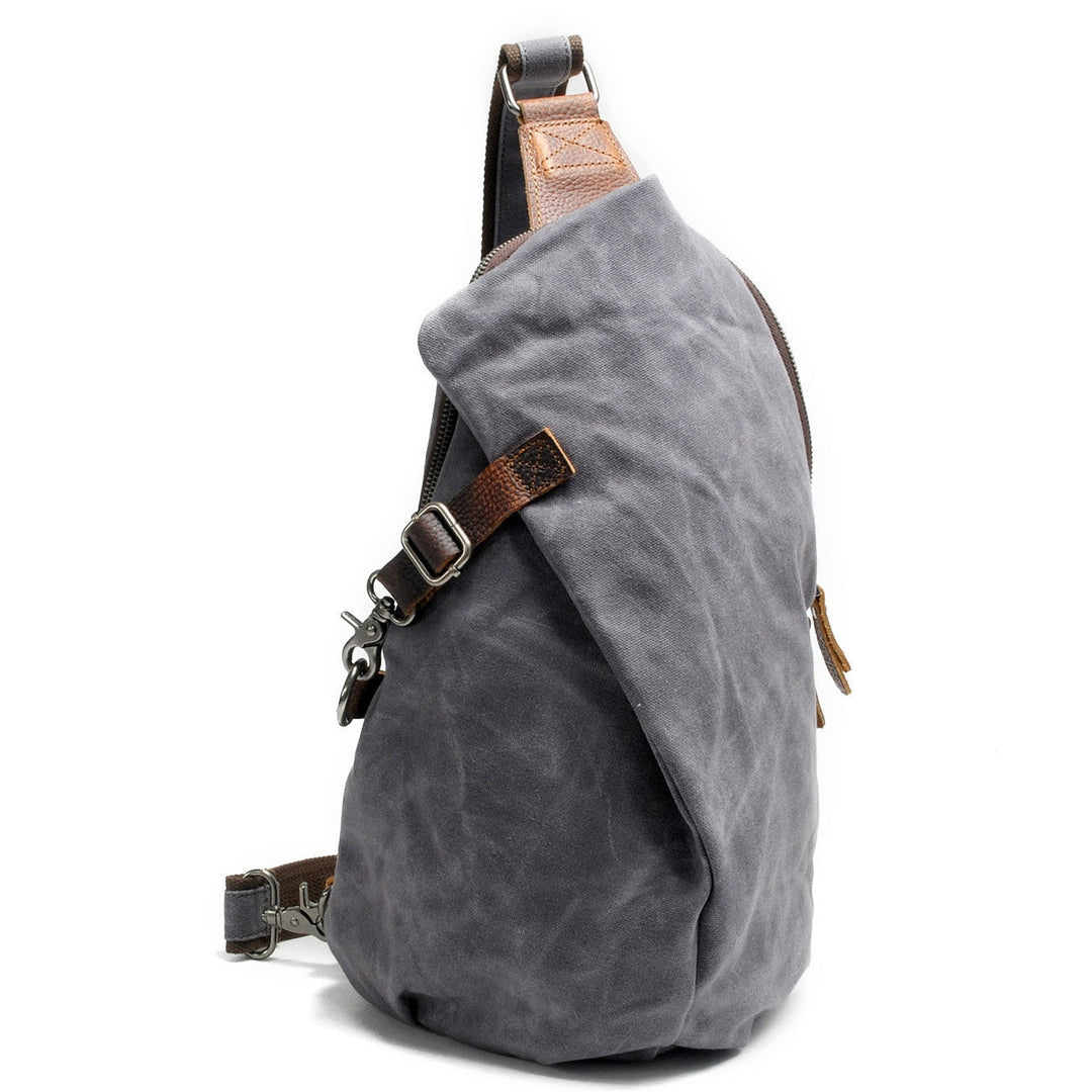 Męska saszetka crossbody z płótna, wodoodporna, antykradzieżowa. Idealna do miasta i na wycieczki.