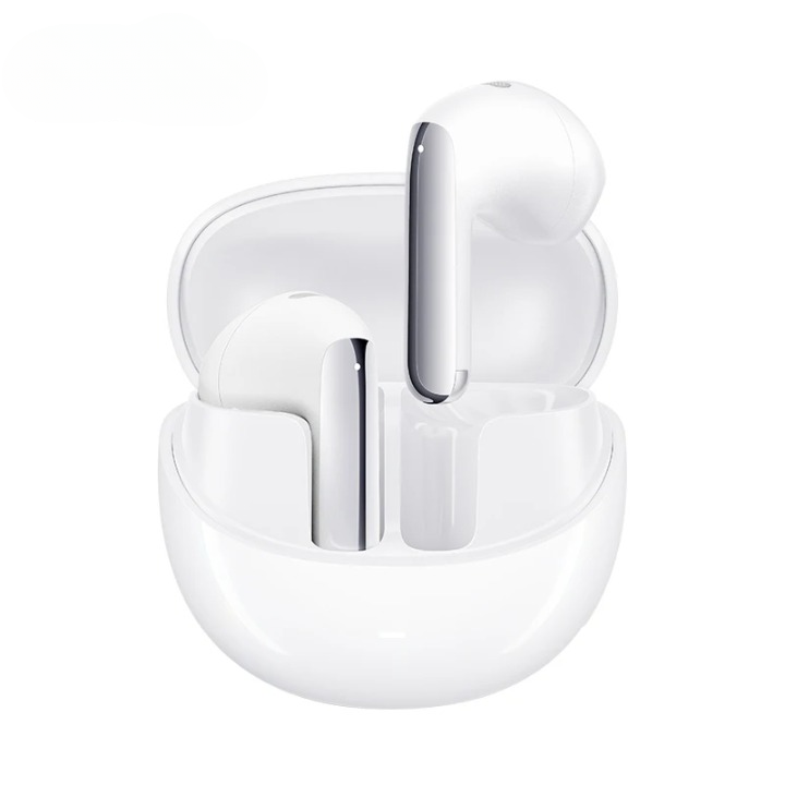 Czarne słuchawki douszne bezprzewodowe z Bluetooth 5.3, Hi-Res audio i 28 godzin pracy.