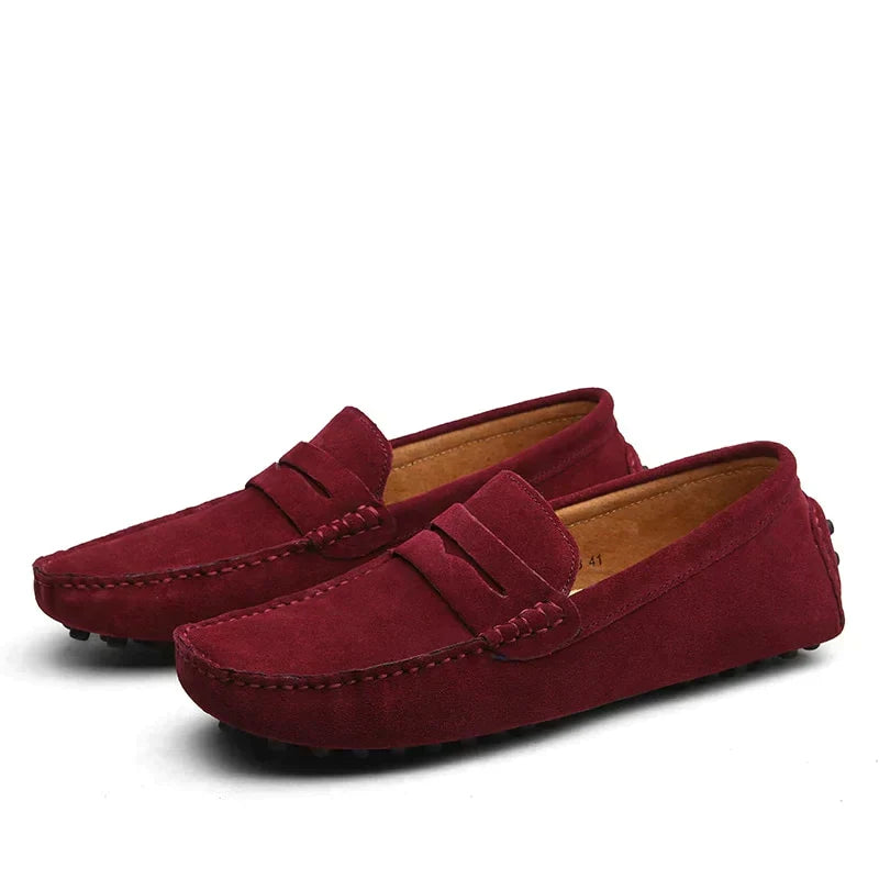 Włoskie zamszowe loafersy Lorenzo. Męskie buty casual, stylowe i komfortowe obuwie na wiosnę.