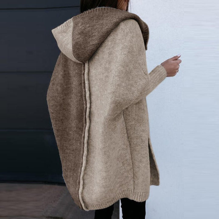 Elegancka damska kamizelka dzianinowa z patchworkiem. Stylowy sweter bez rękawów, idealny na jesień i na co dzień.
