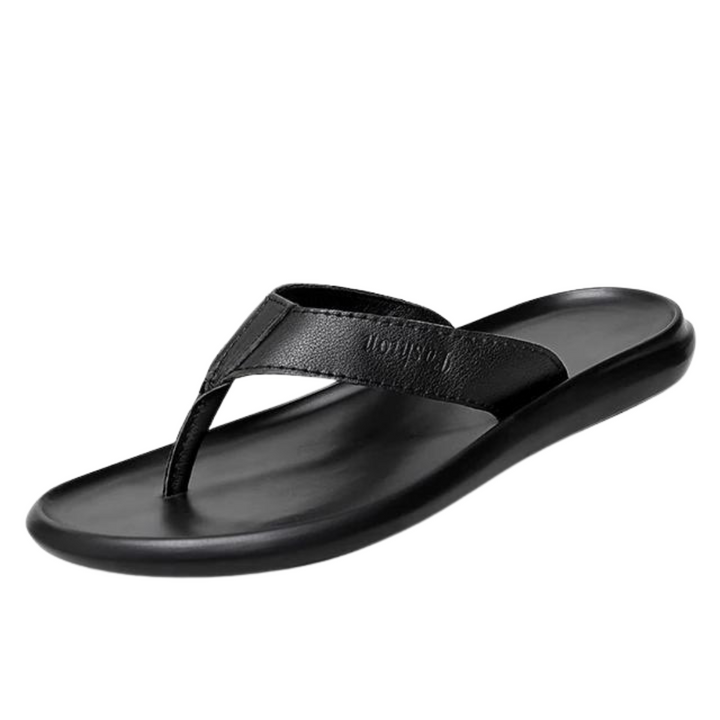 Czarne męskie klapki letnie Leano, wygodne i stylowe obuwie na lato, idealne na plażę lub basen.