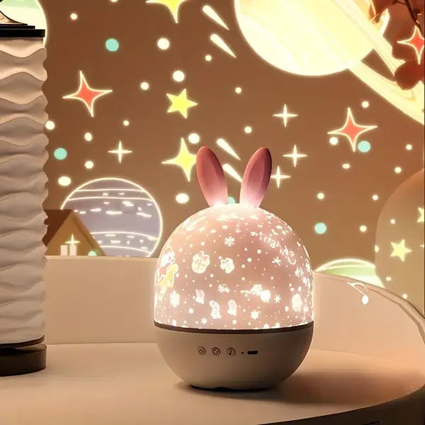 Projektor nocnego nieba LED dla dzieci. Wyświetla magiczne gwiazdy, tworząc relaksującą atmosferę w pokoju dziecka.