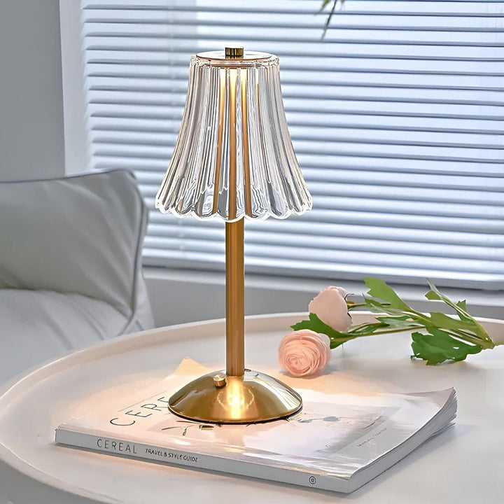 Nowoczesna lampa stołowa LED Aurora Luxe z dotykowym sterowaniem, akumulatorowa.
